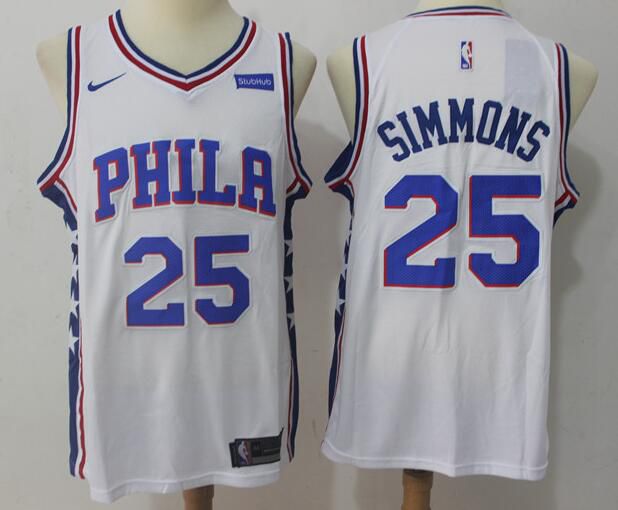 2017 NBA Men Philadelphia 76ers 25 Simmons white Nike Jersey
